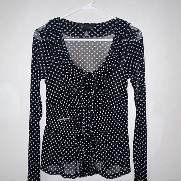 INC International Concepts Blue Ruffled Tie Front Blouse - Picture 1 of 5